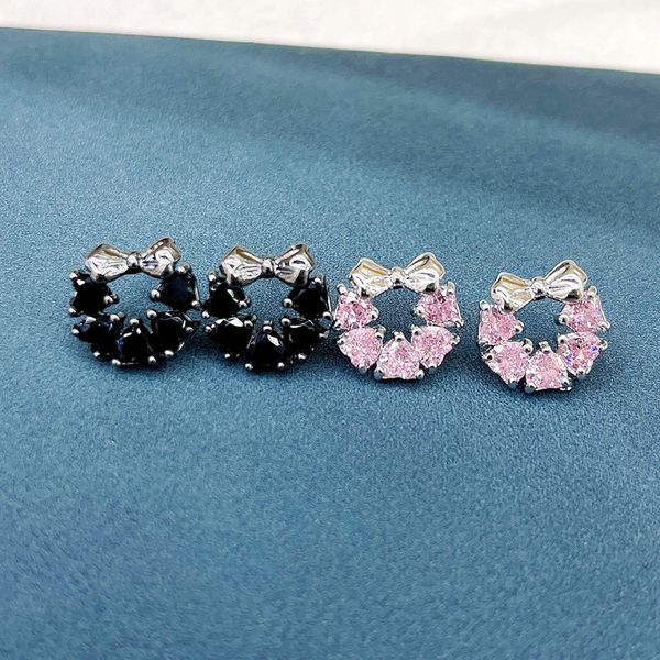

earrings bow geometric design heavy industry golden zirconium dangle & chandelier inlaid earrings korean luxury inlay designer jewelry women, Silver