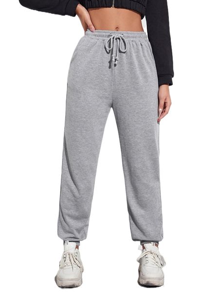

solid drawstring waist sweatpants u4wq#, Black;white