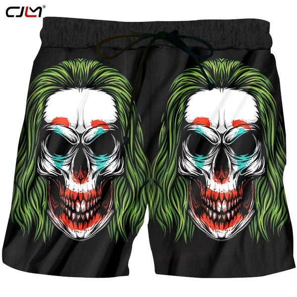 

mens novel beach shorts 3d printed clown skull horror shorts handsome hip hop man gothic glitter big size 5xl 220623, White;black