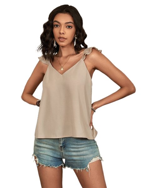 

ruffle adjustable straps cami l2tn#, White