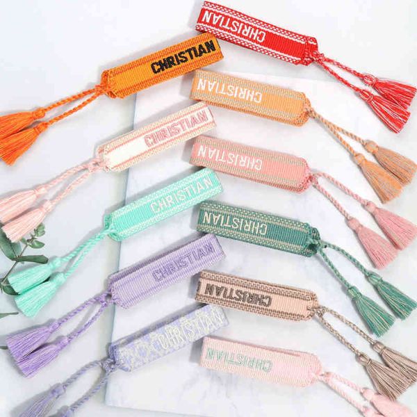 

fashion classic brand bracelets chains jewelry bangles handmade embroidered link woven tassel adjustable women men lover gift chain bangle a, Black