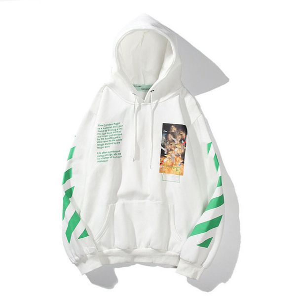 

mens classic offs hoodies loose fashion sweatshirts zipper hoodie cotton pullover long sleeved back oil paint arrow x men women hooded jack, Black