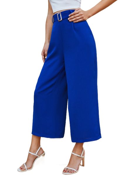 

fold pleated belted cropped wide leg pants 78vj#, Black;white