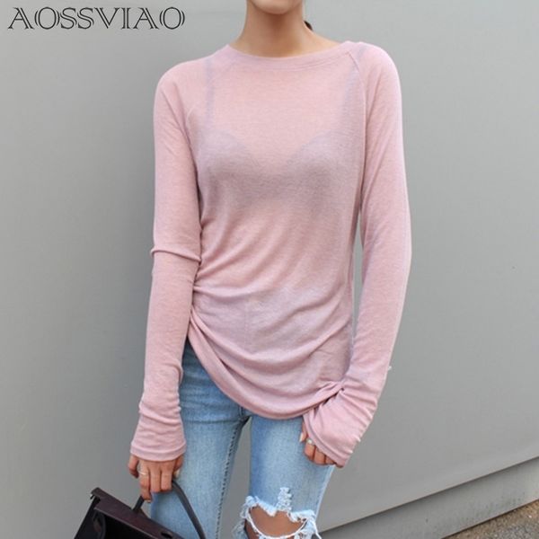 

women long sleeve tshirt oneck slim fit warm spring summer basic tshirts korean women black white blue pink y200109