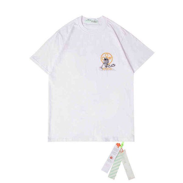 

factory direct sales designer new brand short sleeve wholesale off joint space vacuum print ow arrow t-shirt fashion, White;black