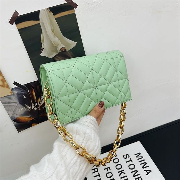 

luxury women's shoulder bags metal thick chain quilted designer purses and handbag women clutch bags ladies hand bag 220809