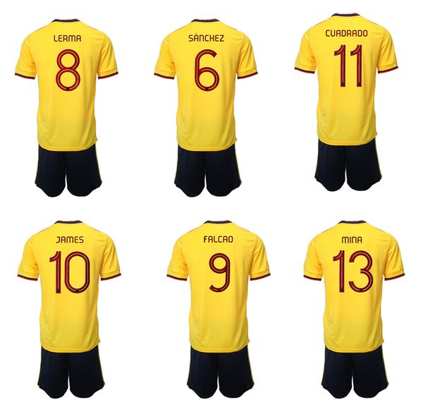 

22-23 customized thai quality soccer jerseys sets with shorts soccer wear 10 james 9 falcao 11 cuadrado 7 bocca 8 aguilar 6 c.sanchez 19 zap, Black