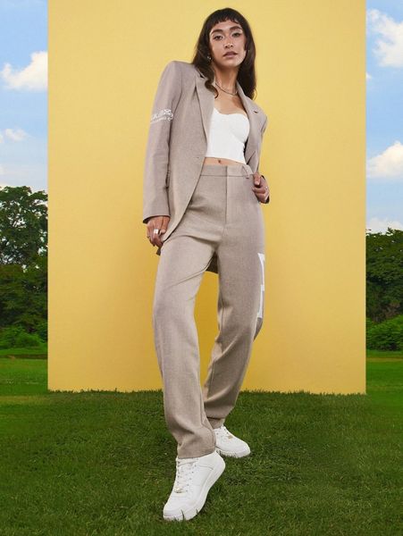 

x ropes letter graphic single breasted blazer y98y#, White