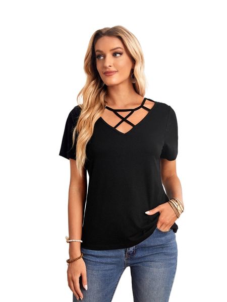 

solid cut out tee w0kt#, White