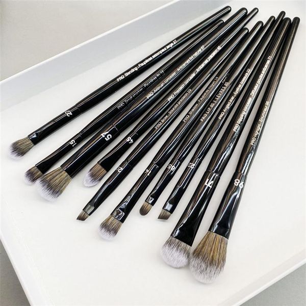 

pro eye makeup brush set 10-pcs black eyeshaodw shaping contouring highlight liner lip concealer blending cosmetics beauty tools230t
