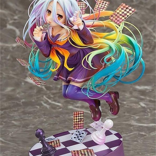

anime figures 20cm no game no life game life white 3 generation poker 1/8 scale pvc figure collectible figurines toy model gift t2288u