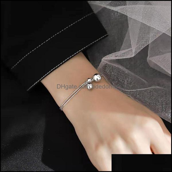 

link chain bracelets jewelry korean cute bell bracelet for women simple double layer sweet alloy fashion trend girls gi dhjuv, Black