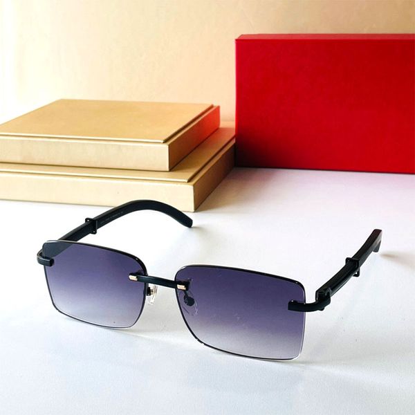 

sunglasses men women unique solid wood temples 8200 rimless brand glasses fashion designer sunglasses with original box, White;black