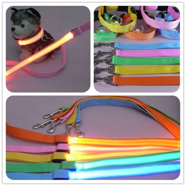 Corda de trela de cachorro LED com trela de chumbo luminosa clara para segurança de cães, piscando acessórios de colarinho brilhante Honden Lichtband 220610