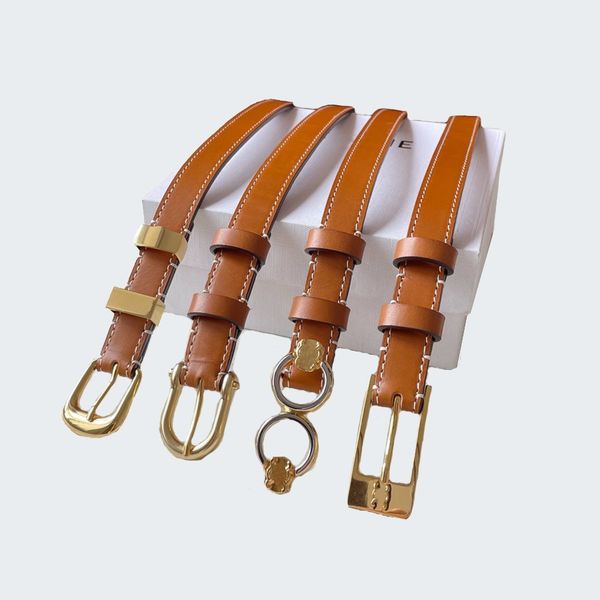 

fashion exquisite slim belts for women designer with gold needle buckle 1.8cm cintura ceinture cowhide leather high-end belt, Black;brown