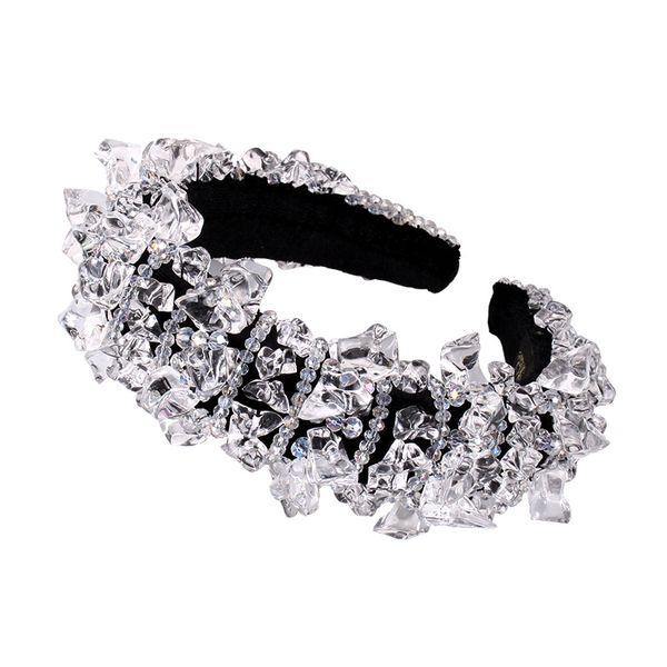 

fashion transparent crystal ice hair hoop women rhinestone hairband headband wedding party headdress accessories, Black;brown