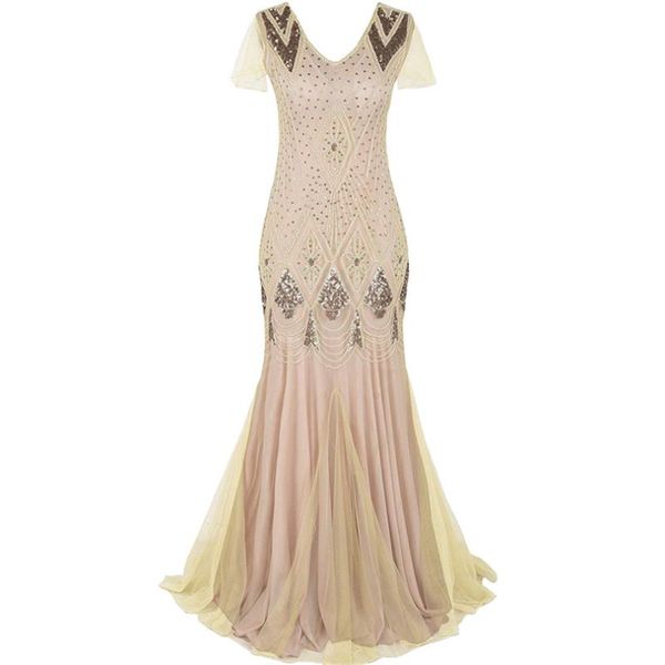 Abiti casual Donna Vestidos 1920 Great Gatsby Dress Long Vintage Manica corta Maxi Party Per Prom Cocktail Madre della sposa