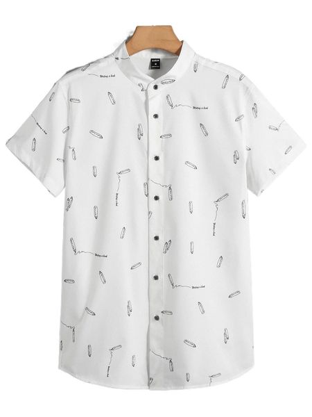 

men pen print mock neck shirt g1wn#, White;black