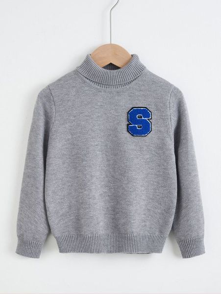 

toddler boys letter patched turtleneck sweater she01, Blue