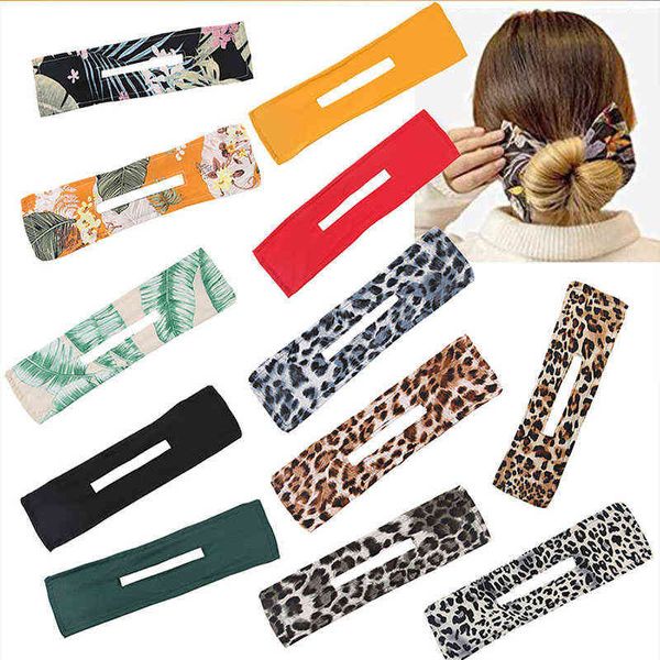 Neue Frauen Elegante Solid Print Dutt Maruko DIY Frisur Machen Halten Lange Werkzeuge Bogen Stirnband Haarbänder Mode Haar Zubehör AA220323