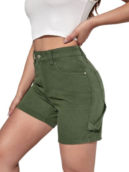 

strappy detail denim shorts 792g#, White;black