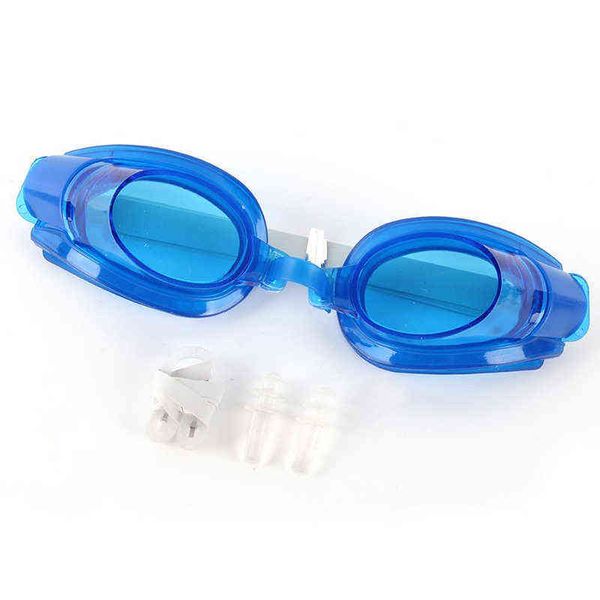 Óculos de natação impermeável Silicone Natação Óculos Earplugs Clipe De Nariz Conjuntos Adulto Crianças Universal Nadar Piscina Treinamento G220422