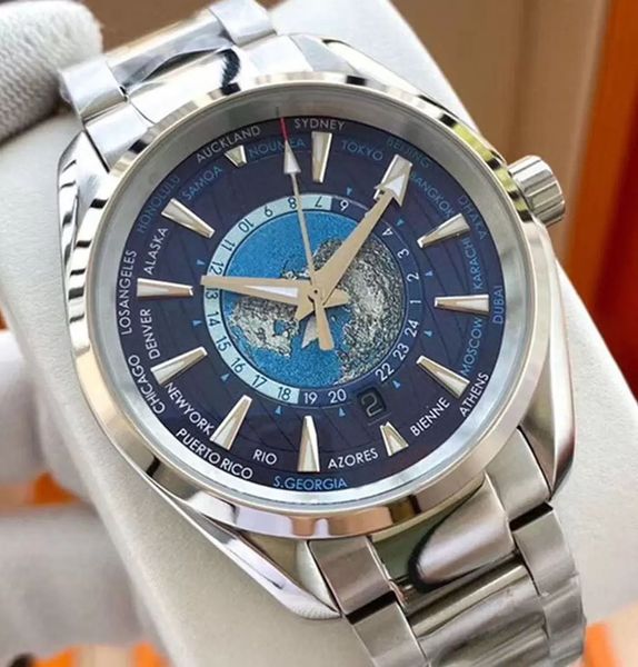 U1 Top AAA Montree De Luxe Mens Luxurys Sea World Time Erkekler Otomatik Saatler Usta Mekanik Hareket Kendi Rüzgar Erkekler Skyfall Swiss Saat Steel Wristwatches