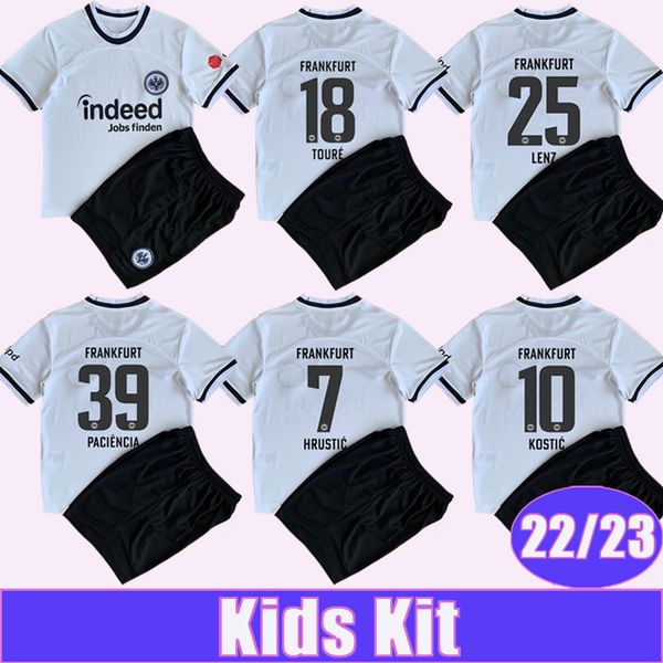 

22 23 eintracht frankfurt kostic sow kids kit soccer jerseys alario jakic paciencia kamada home away football shirt short child uniforms, Black