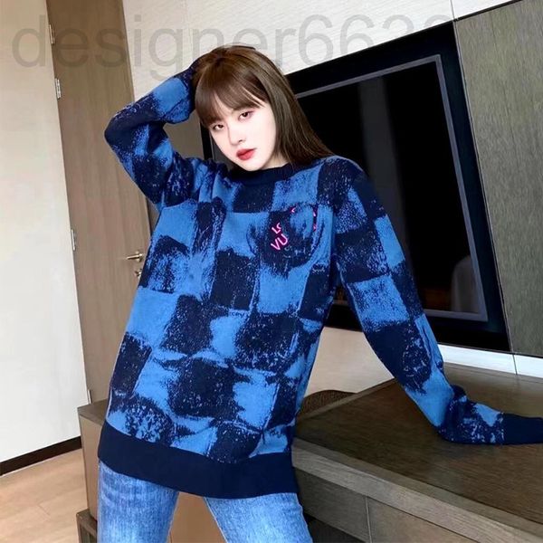 

women's knits & tees designer gradient plaid lazy early autumn loose sense niche knitting yyo3, White