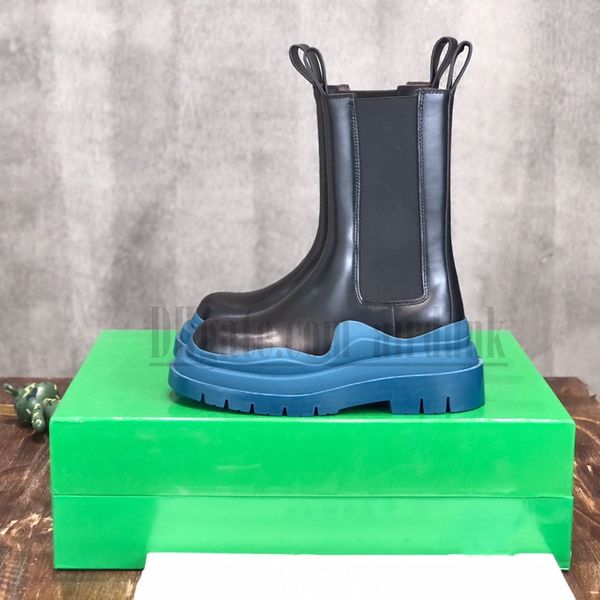 

2021 designer boots luxury women tire chaelsea boot genuine leather autumn and winter knee half booties casual shoes classics roman martin s, Black