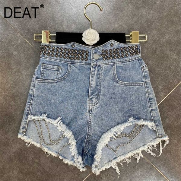 

deat women street style beading burrs hole denim shorts solid color button fashion spring summer 11b777 210709, White;black
