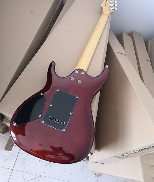 

6 strings brown electric guitar with 24 frets flame maple veneer2022