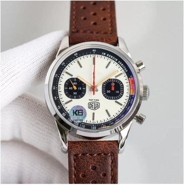 

k6 men's watch time diameter 41mm thick 14.27mm with swiss 7750 chronograph multi-function timing movement sapphire crystal mirror fine, Slivery;brown