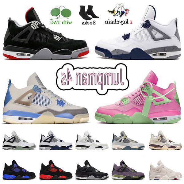 

highest shoes quality 4 women mens retro basketball jumpman 4s midnight navy seafoam sail pink bred red thunder, Black