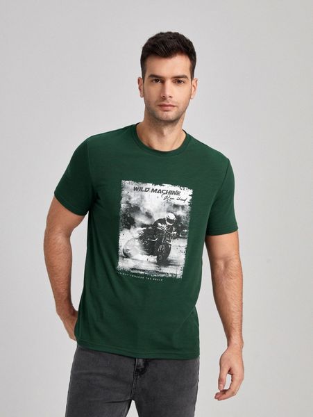 

men letter & figure graphic tee i9mw#, White;black