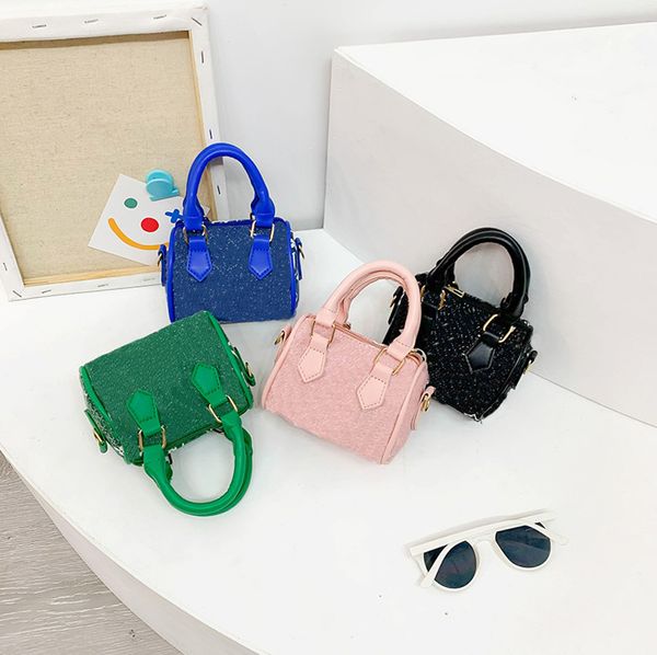 

kids deaigner purses fashion baby girls mini princess bags classic printing handbags shoulder strap children snacks fanny bag gift, White