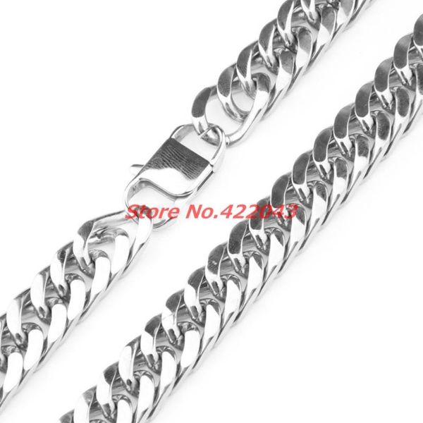 Chains 17mm Huge Heavy Fashion Mens Chain Boy Cuban Curb Link Silver Color 316L Stainless Steel Necklace TOP Quality Xmas GiftChains