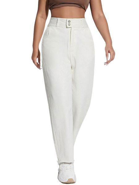 

high waisted raw hem jeans y3cm#, Blue