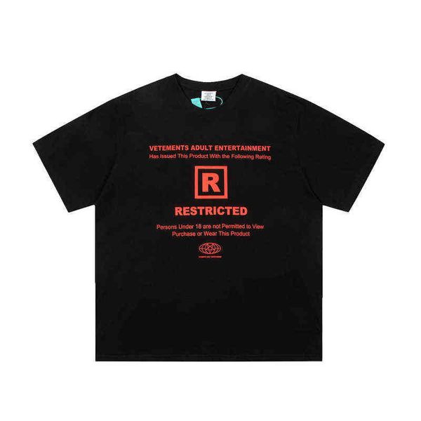 

vetements short sleeve t-shirt round neck loose clothes summer trend half hip-hop t-shirt men's wear, White;black