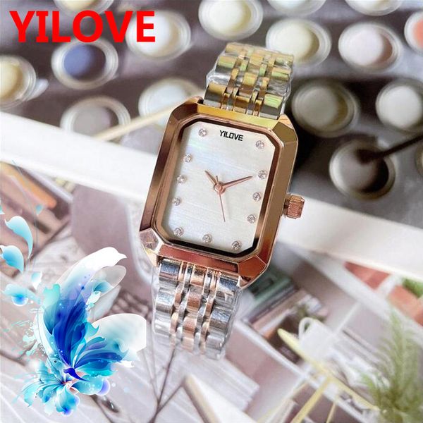 

european fashion designer women's watch rectangular 23mm quartz movement trend timing clock outdoor multi-function bracelet diamond wri, Slivery;brown