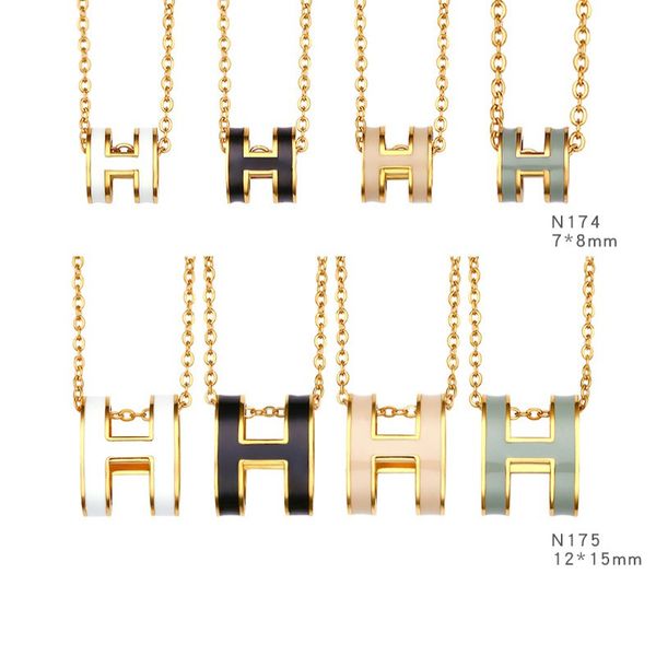 

new fashion h pendant stainless steel necklace luxury women gift, Silver