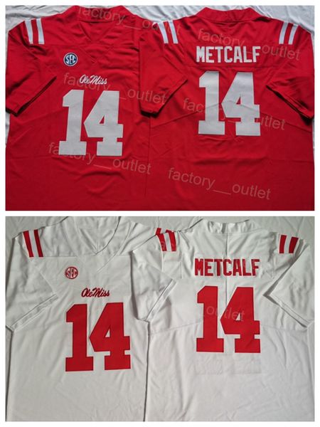 

ncaa college ole miss rebels football 14 dk metcalf jersey men university team red white color embroidery and sewing for sport fans breathab, Black