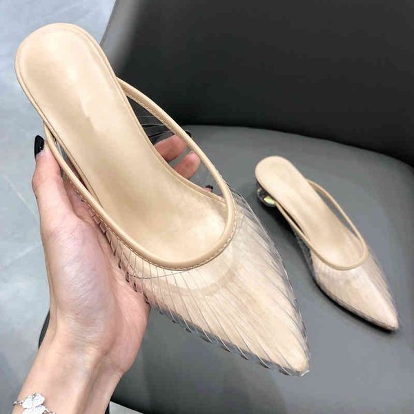 

slippers pvc women's shoes grotesque high heels summer slides, Black