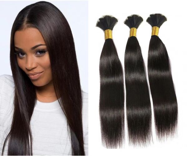 

100% indian human bulk hair no weft machine made straight natural hair, Black