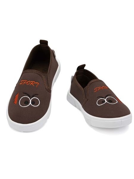 

kids cartoon & letter embroidery slip on skate shoes she, Black;grey