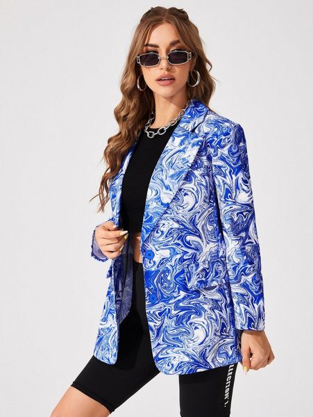 

marbled print blazer 93qo#, White
