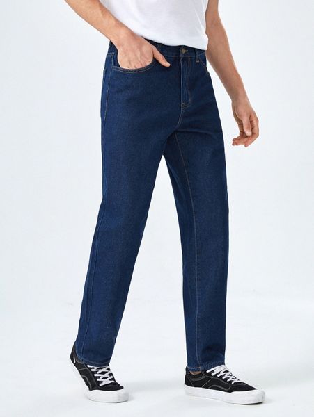 

men slant pocket straight leg jeans m5cv#, Blue