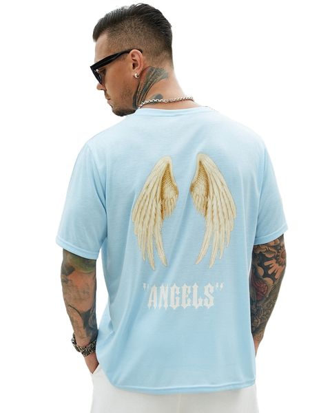 

extended sizes men wings & letter graphic tee d5no#, White;black