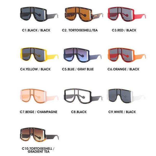 

designer sunglasses vintage oversized square women men fashion 2022 big frame travel rivet punk sun glasses shades, White;black