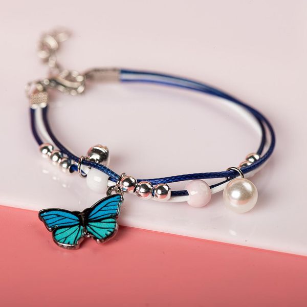 

cute metal drip glaze pendant strand bracelet hand-wowen charms bracelets bangles for women girl children wholesale mz104, Black